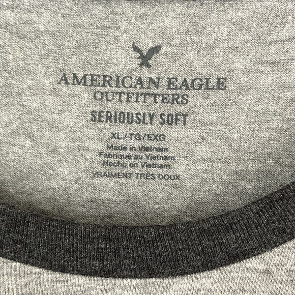 American Eagle Shirt Extra Large Mens Seriously Soft Casual Long-Sleeve Raglan - Picture 5 of 10